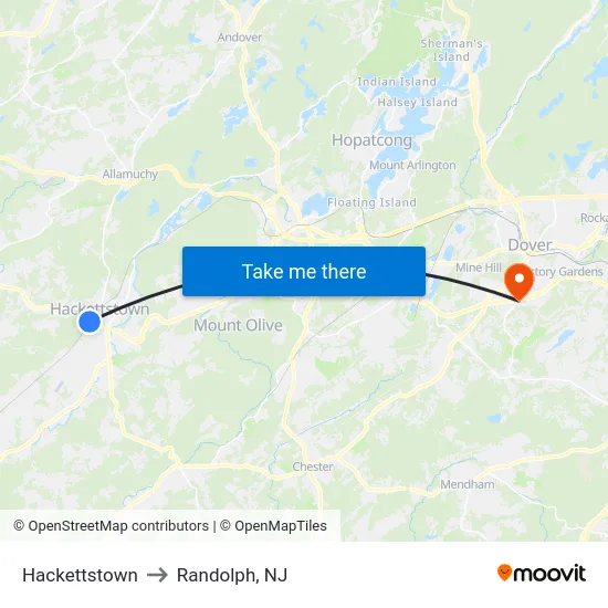 Hackettstown to Randolph, NJ map