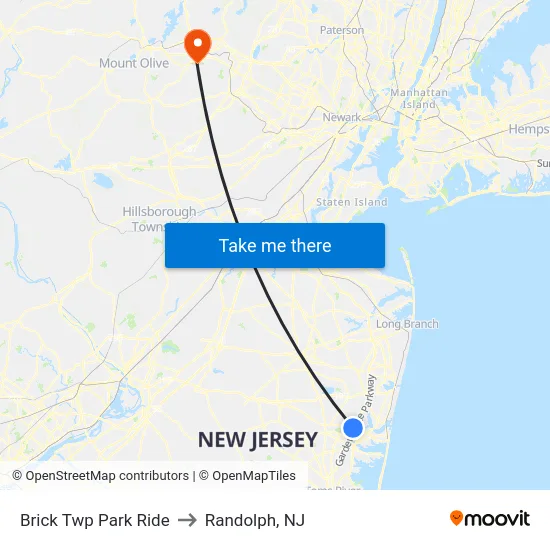 Brick Twp Park Ride to Randolph, NJ map
