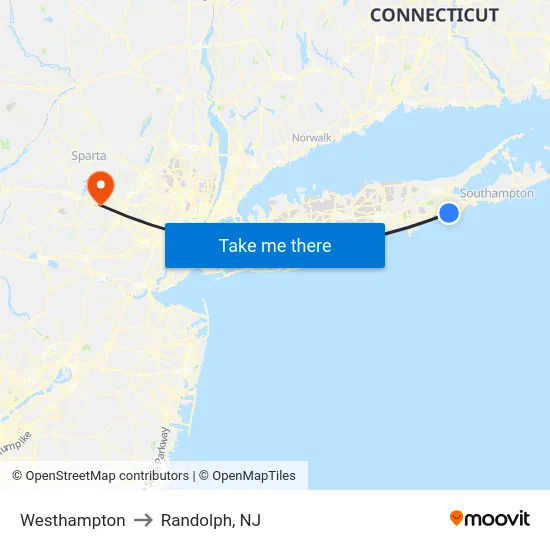 Westhampton to Randolph, NJ map
