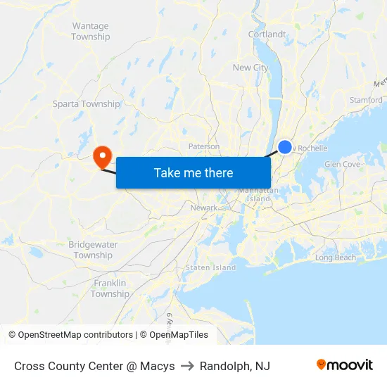 Cross County Center @ Macys to Randolph, NJ map
