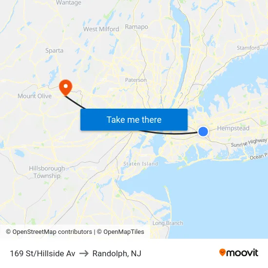 169 St/Hillside Av to Randolph, NJ map