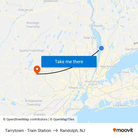 Tarrytown - Train Station to Randolph, NJ map