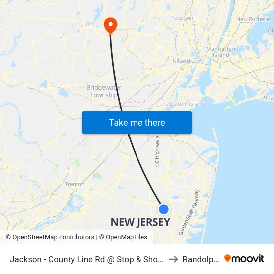 Jackson - County Line Rd @ Stop & Shop (Southbound) to Randolph, NJ map