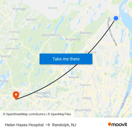 Helen Hayes Hospital to Randolph, NJ map