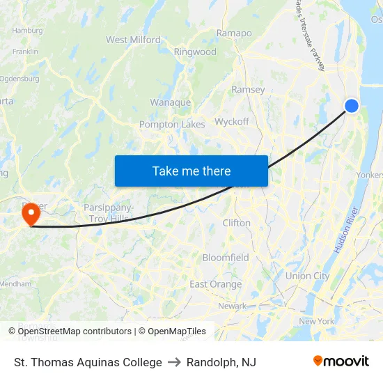 St. Thomas Aquinas College to Randolph, NJ map