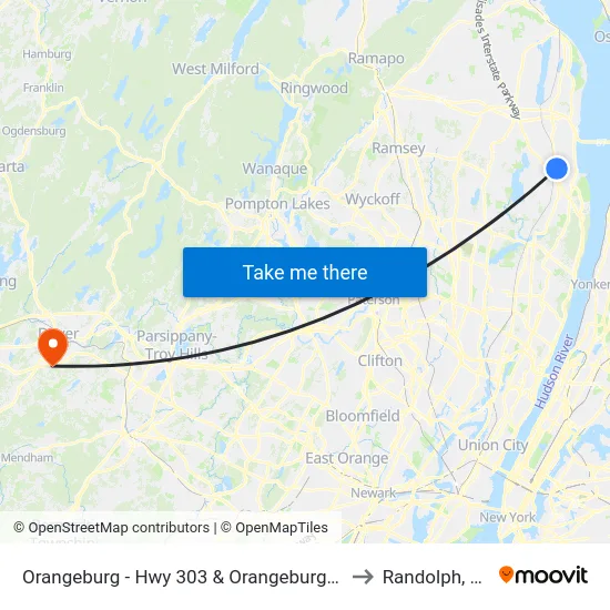 Orangeburg - Hwy 303 & Orangeburg Rd to Randolph, NJ map