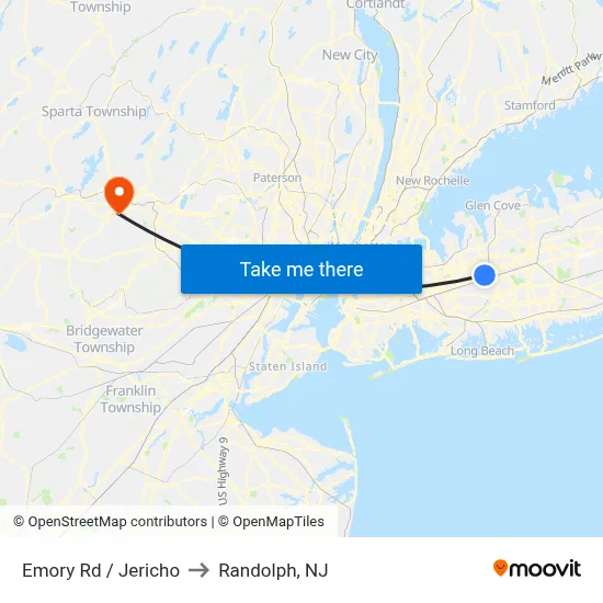 Emory Rd / Jericho to Randolph, NJ map