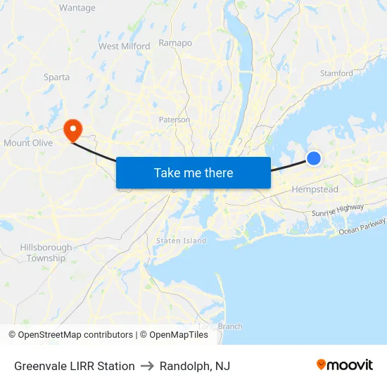 Greenvale LIRR Station to Randolph, NJ map