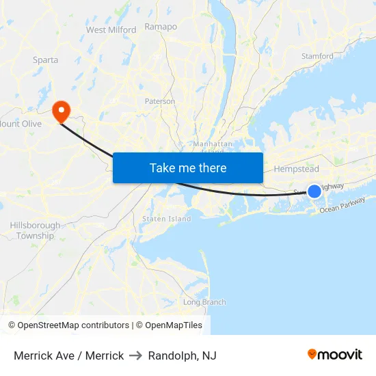 Merrick Ave / Merrick to Randolph, NJ map