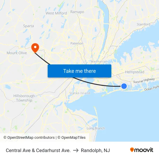 Central Ave & Cedarhurst Ave. to Randolph, NJ map