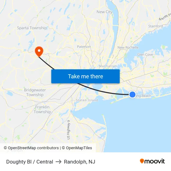 Doughty Bl / Central to Randolph, NJ map