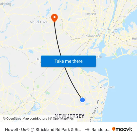 Howell - Us-9 @ Strickland Rd Park & Ride (Northbound) to Randolph, NJ map