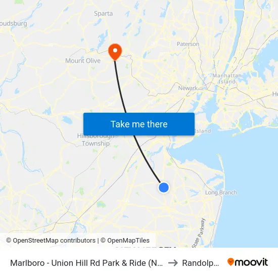Marlboro - Union Hill Rd Park & Ride (Northbound) to Randolph, NJ map