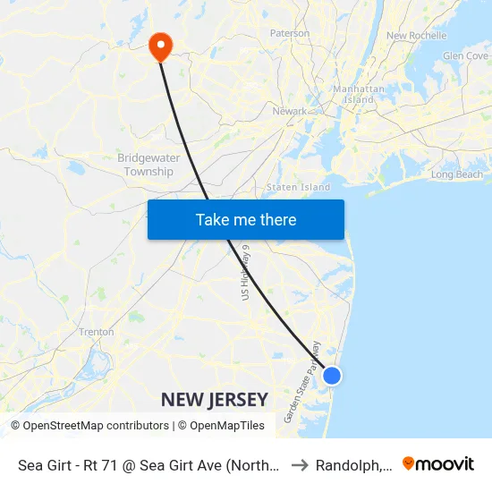 Sea Girt - Rt 71 @ Sea Girt Ave (Northbound) to Randolph, NJ map