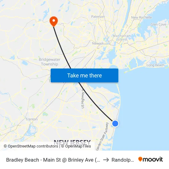 Bradley Beach - Main St @ Brinley Ave (Southbound) to Randolph, NJ map