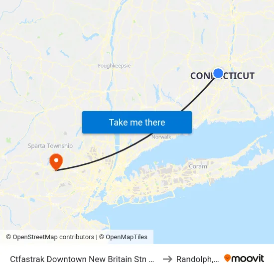 Ctfastrak Downtown New Britain Stn @ Bay B to Randolph, NJ map