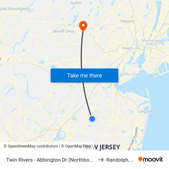 Twin Rivers -  Abbington Dr (Northbound) to Randolph, NJ map