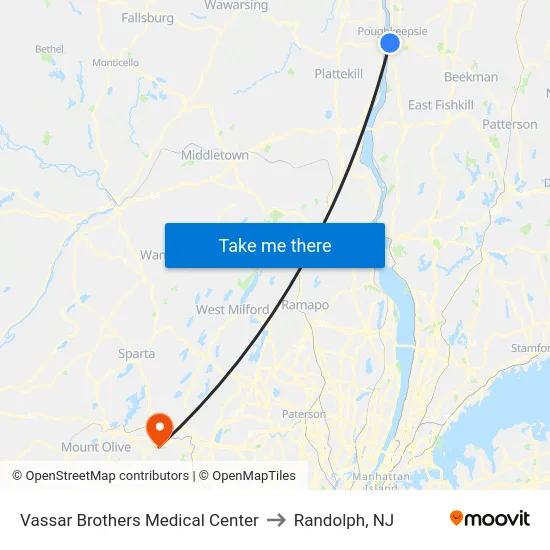 Vassar Brothers Medical Center to Randolph, NJ map