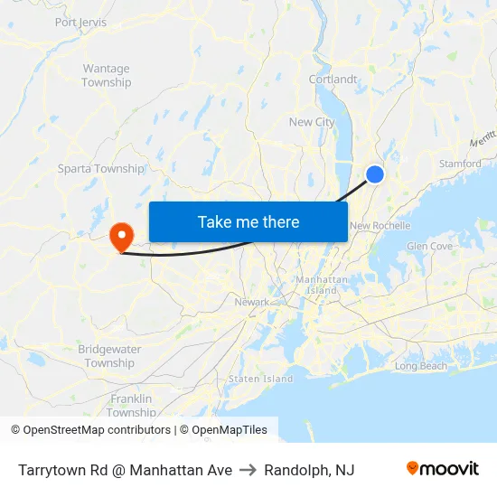 Tarrytown Rd @ Manhattan Ave to Randolph, NJ map