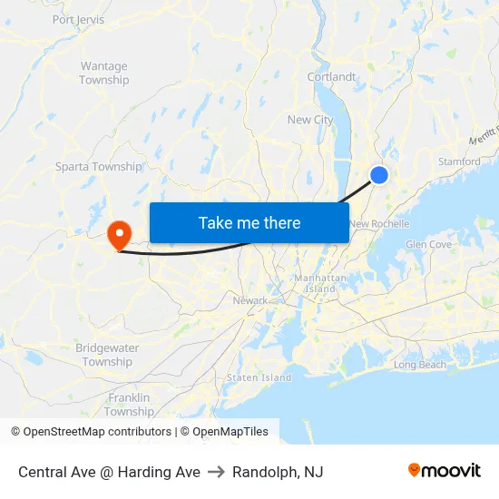 Central Ave @ Harding Ave to Randolph, NJ map
