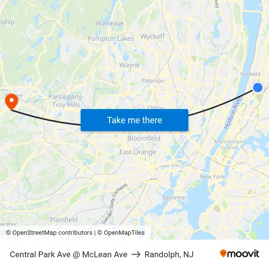 Central Park Ave @ McLean Ave to Randolph, NJ map