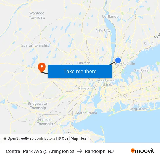 Central Park Ave @ Arlington St to Randolph, NJ map