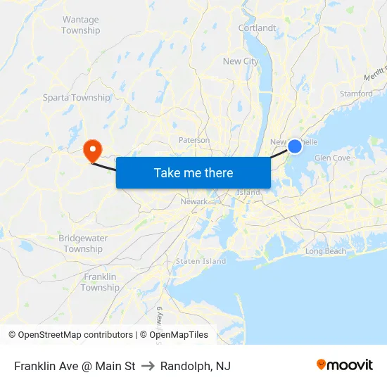 Franklin Ave @ Main St to Randolph, NJ map