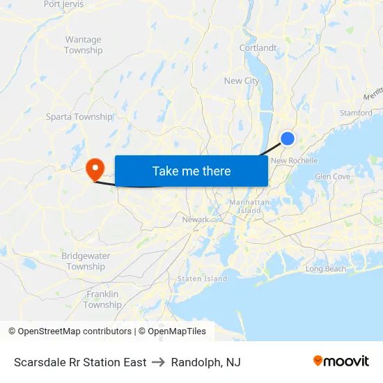 Scarsdale Rr Station East to Randolph, NJ map