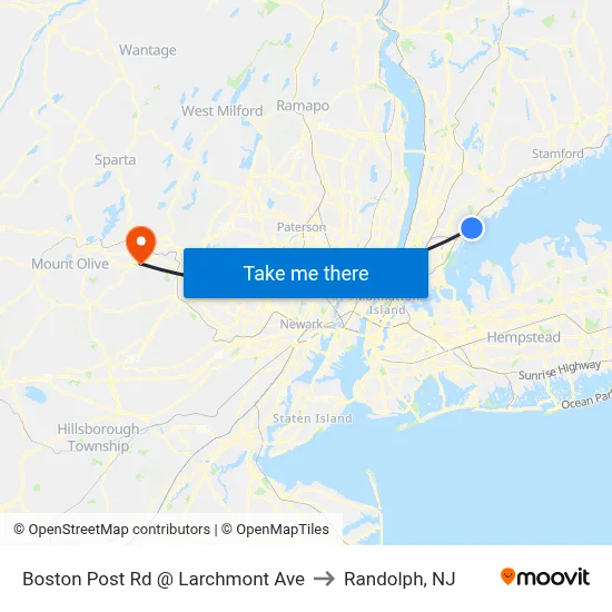 Boston Post Rd @ Larchmont Ave to Randolph, NJ map