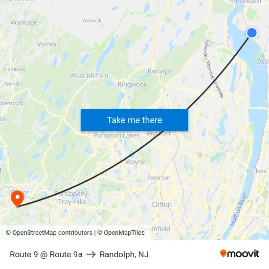 Route 9 @ Route 9a to Randolph, NJ map