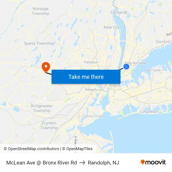 McLean Ave @ Bronx River Rd to Randolph, NJ map