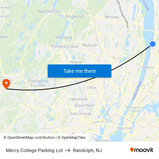 Mercy College Parking Lot to Randolph, NJ map