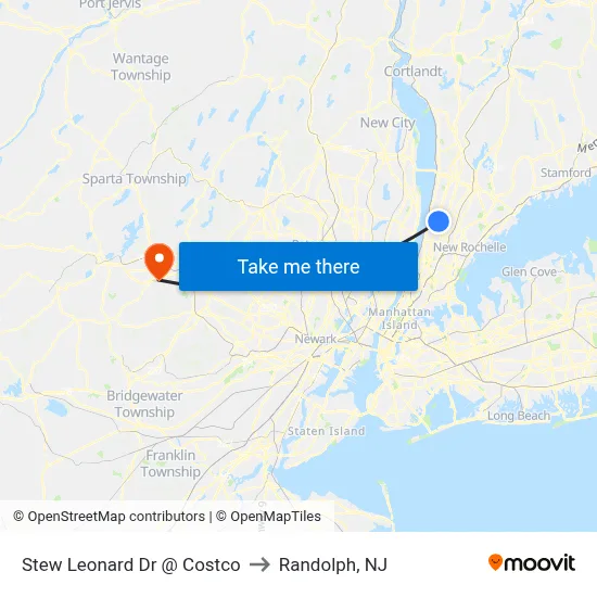 Stew Leonard Dr @ Costco to Randolph, NJ map