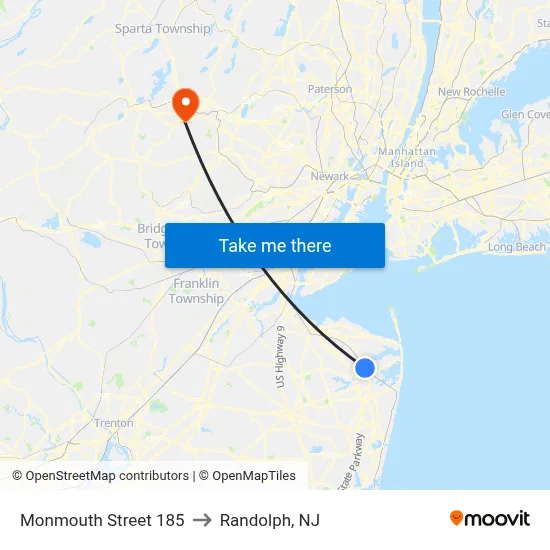 Monmouth Street 185 to Randolph, NJ map