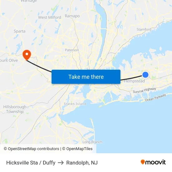 Hicksville Sta / Duffy to Randolph, NJ map