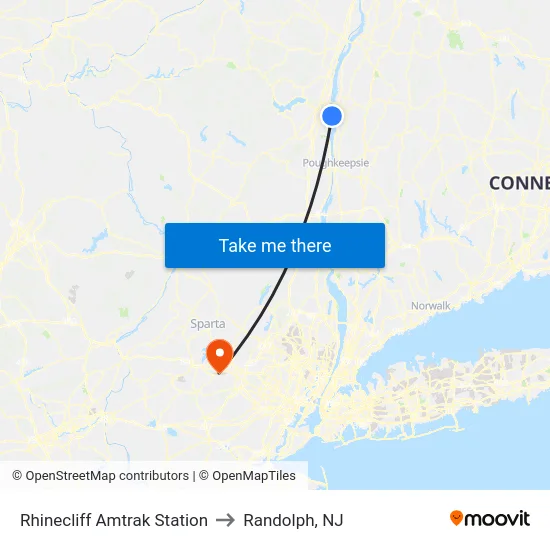 Rhinecliff Amtrak Station to Randolph, NJ map