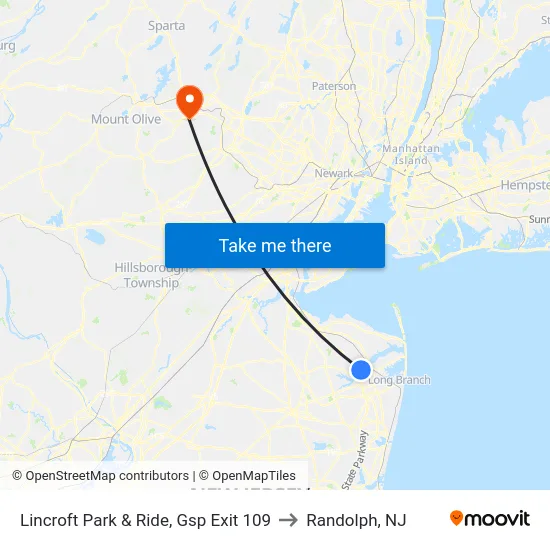 Lincroft Park & Ride, Gsp Exit 109 to Randolph, NJ map