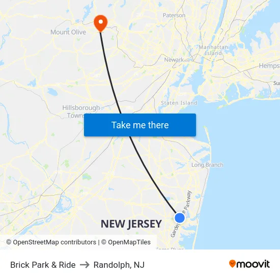 Brick Park & Ride to Randolph, NJ map