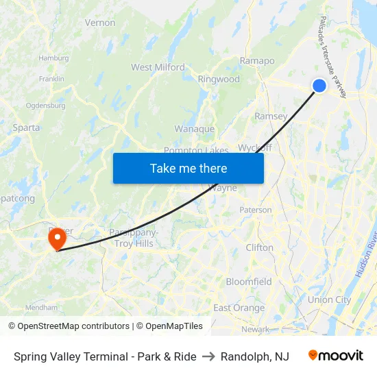 Spring Valley Terminal - Park & Ride to Randolph, NJ map