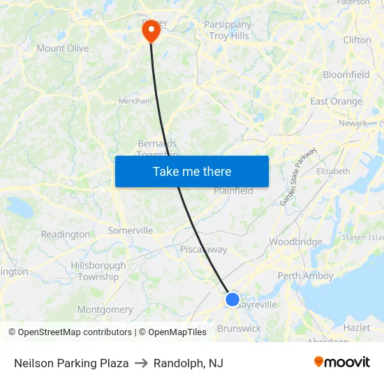 Neilson Parking Plaza to Randolph, NJ map
