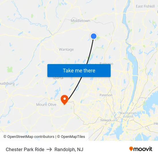Chester Park Ride to Randolph, NJ map