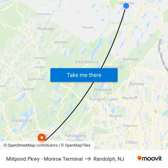 Millpond Pkwy - Monroe Terminal to Randolph, NJ map
