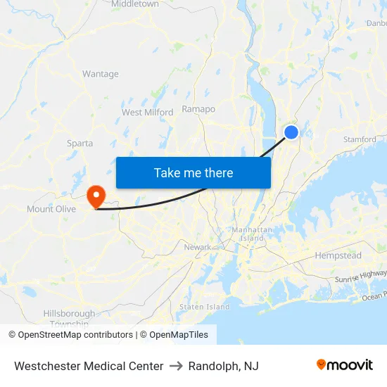 Westchester Medical Center to Randolph, NJ map