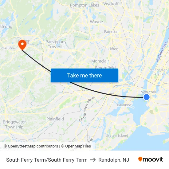 South Ferry Term/South Ferry Term to Randolph, NJ map