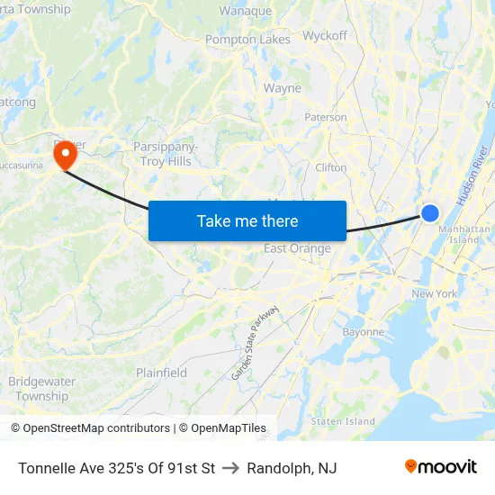 Tonnelle Ave 325's Of 91st St to Randolph, NJ map