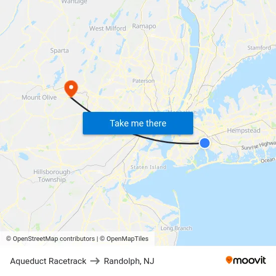 Aqueduct Racetrack to Randolph, NJ map