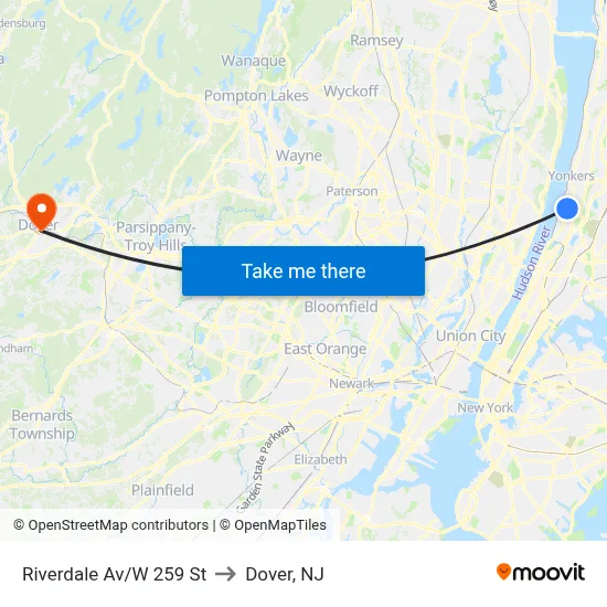 Riverdale Av/W 259 St to Dover, NJ map