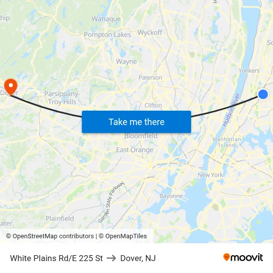 White Plains Rd/E 225 St to Dover, NJ map