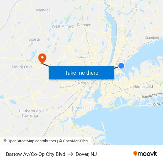 Bartow Av/Co-Op City Blvd to Dover, NJ map
