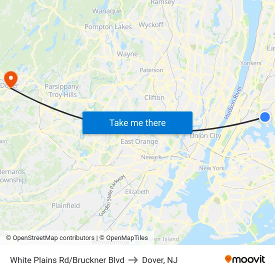 White Plains Rd/Bruckner Blvd to Dover, NJ map